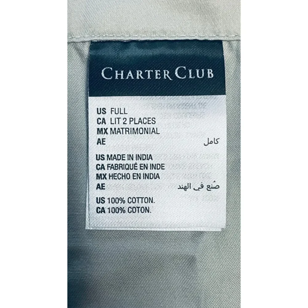 Charter Club Damask 550TC QUEEN 4 Pc Sheet Set Gray 100% Cotton Supima